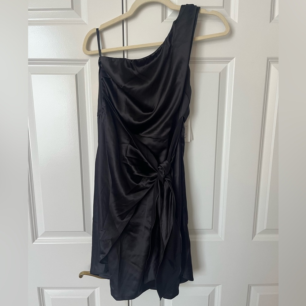 Black Satin One Shoulder Dress